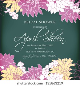 Invitation or wedding card with abstract floral background.