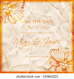 Invitation or wedding card with abstract floral background.
