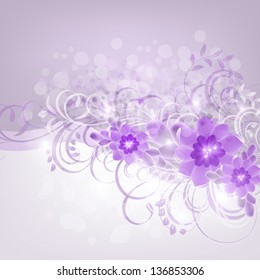 Invitation or wedding card with abstract floral background