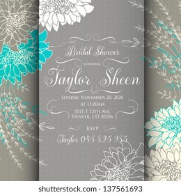 Invitation or wedding card with abstract floral background.