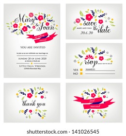 Invitation or wedding card with abstract floral background.