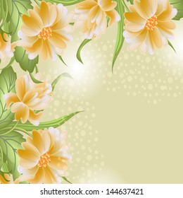  Invitation or wedding card with abstract floral background.