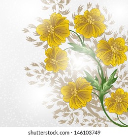 Invitation or wedding card with abstract floral background.