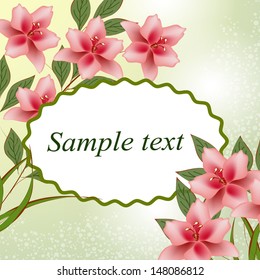 Invitation or wedding card with abstract floral background.
