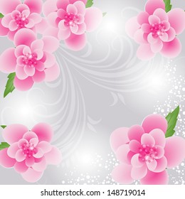 Invitation or wedding card with abstract floral background.