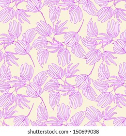 Seamless Floral Pattern Vector Outline Romantic Stock Vector (Royalty ...