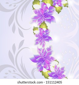 Invitation or wedding card with abstract floral background.