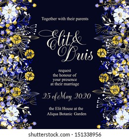 Invitation or wedding card with abstract floral background.