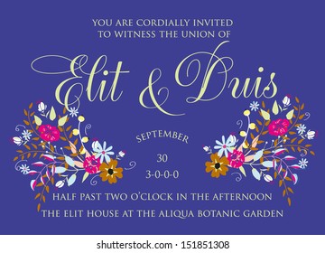 Invitation or wedding card with abstract floral background.