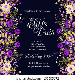 Invitation or wedding card with abstract floral background.