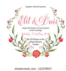 Invitation or wedding card with abstract floral background.