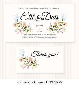 Invitation or wedding card with abstract floral background.