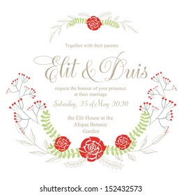 Invitation or wedding card with abstract floral background.