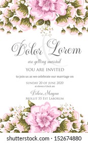 Invitation or wedding card with abstract floral background.