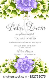 Invitation or wedding card with abstract floral background.
