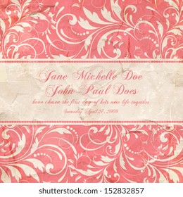 Invitation or wedding card with abstract floral background.