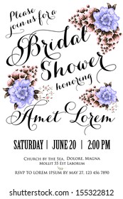 Invitation or wedding card with abstract floral background.
