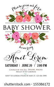 Invitation or wedding card with abstract floral background.