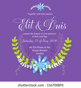 Invitation or wedding card with abstract floral background.