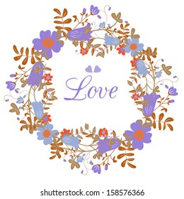Invitation or wedding card with abstract floral background.