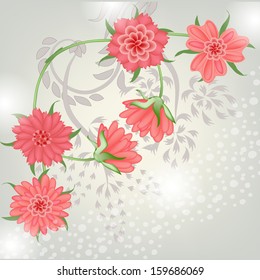  Invitation or wedding card with abstract floral background.
