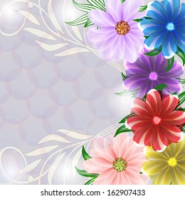 Invitation or wedding card with abstract floral background.