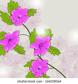 Invitation or wedding card with abstract floral background.