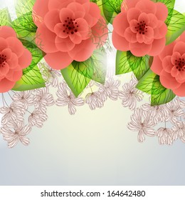 Invitation or wedding card with abstract floral background.