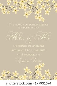 Invitation or wedding card with abstract floral background.