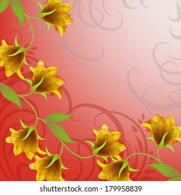 Invitation or wedding card with abstract floral background.