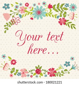 Invitation or wedding card with abstract floral background