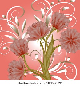 Invitation or wedding card with abstract floral background.