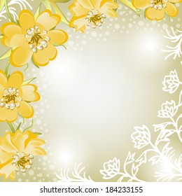 Invitation or wedding card with abstract floral background.