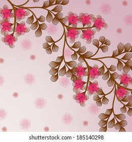 Invitation or wedding card with abstract floral background.