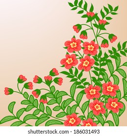 Invitation or wedding card with abstract floral background.