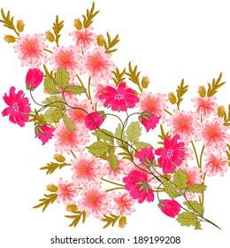 Invitation or wedding card with abstract floral background.