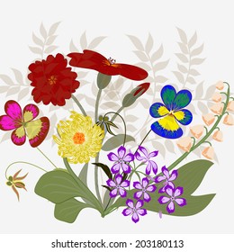 Invitation or wedding card with abstract floral background.