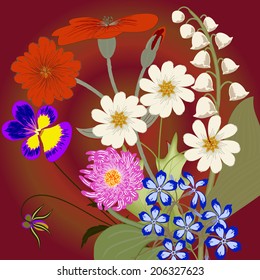 Invitation or wedding card with abstract floral background.