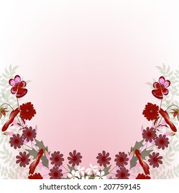  Invitation or wedding card with abstract floral background.