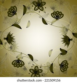 Invitation or wedding card with abstract floral background.