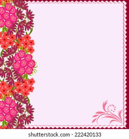 Invitation or wedding card with abstract floral background.