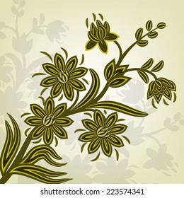  Invitation or wedding card with abstract floral background.