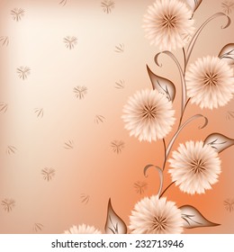 Invitation or wedding card with abstract floral background.