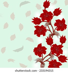 Invitation or wedding card with abstract floral background.