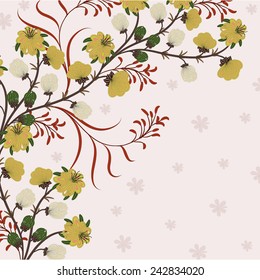 Invitation or wedding card with abstract floral background.