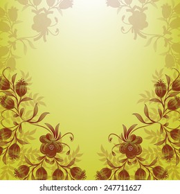 Invitation or wedding card with abstract floral background.