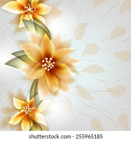 Invitation or wedding card with abstract floral background.