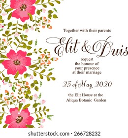 Invitation or wedding card with abstract floral background.