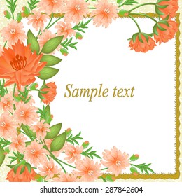 Invitation or wedding card with abstract floral background.