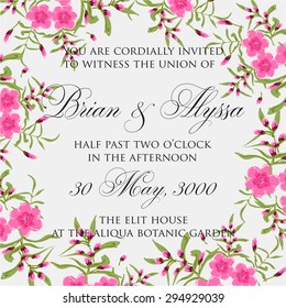Invitation or wedding card with abstract floral background.